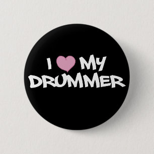 Badge Rond 5 Cm J'aime mon batteur