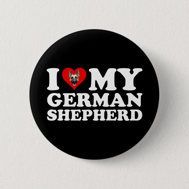 Badge Rond 5 Cm J'Aime Mon Berger Allemand (Devant)