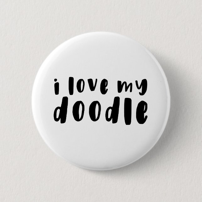 Badge Rond 5 Cm J'aime mon bouton de Goldendoodle (Devant)