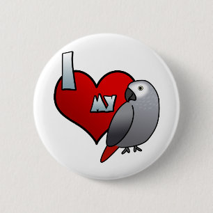 Badge Rond 5 Cm J'aime mon bouton de gris africain du Congo