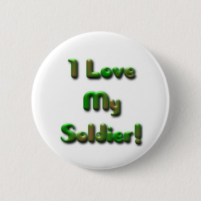 Badge Rond 5 Cm J'aime mon bouton de soldat (Devant)