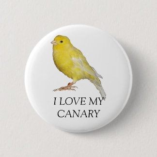 Badge Rond 5 Cm J'AIME MON bouton JAUNE CANARI