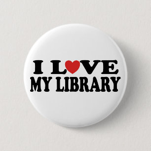 Badge Rond 5 Cm J'aime mon cadeau de bibliothécaire de