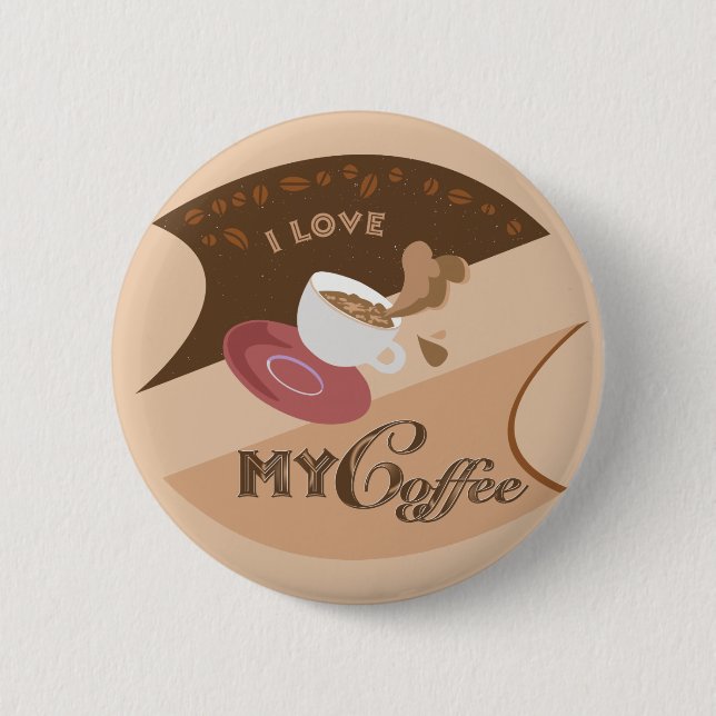 Badge Rond 5 Cm J'aime mon café Retro Java (Devant)
