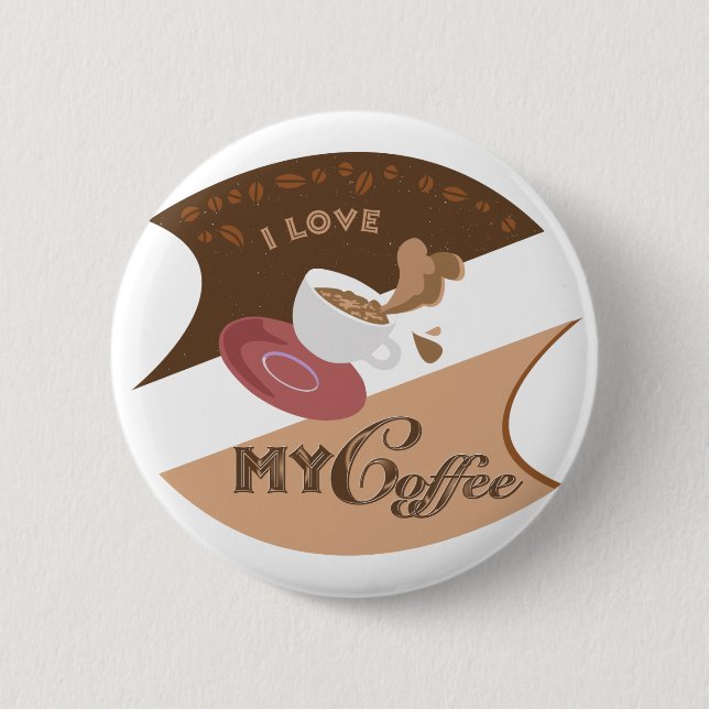 Badge Rond 5 Cm J'aime mon café Retro Java (Devant)