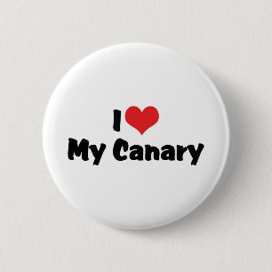 Badge Rond 5 Cm J'aime mon canari cœur - Amoureux des oiseaux