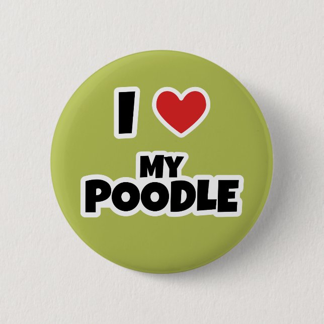 Badge Rond 5 Cm J'aime mon caniche (Devant)