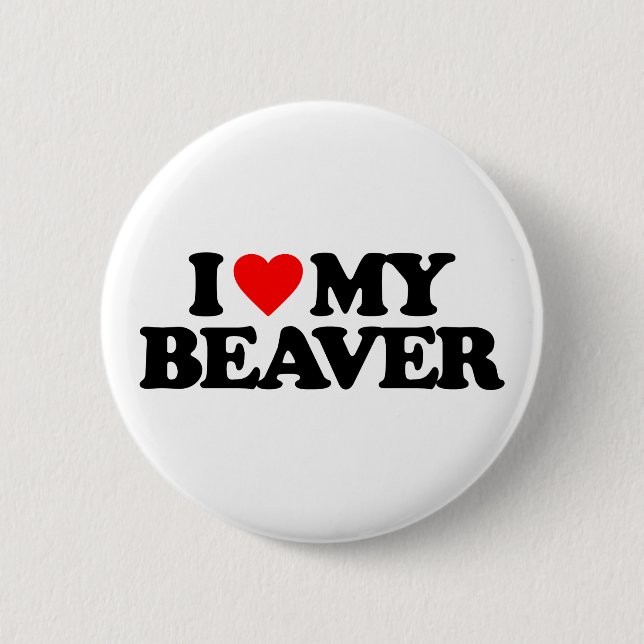 BADGE ROND 5 CM J'AIME MON CASTOR (Devant)