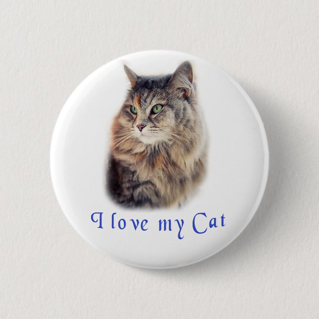 Badge Rond 5 Cm J'aime mon chat (Devant)