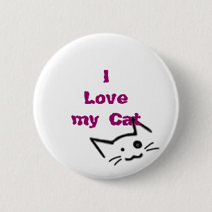 Badge Rond 5 Cm J'aime mon chat