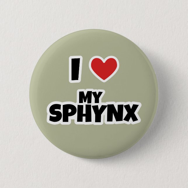 Badge Rond 5 Cm J'aime mon chat Sphynx (Devant)