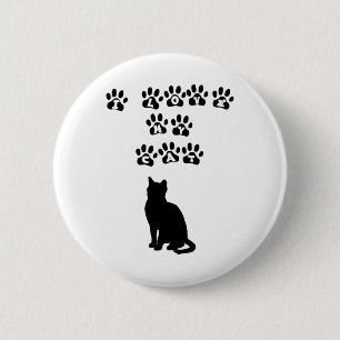 Badge Rond 5 Cm J'aime mon chat--Texte noir