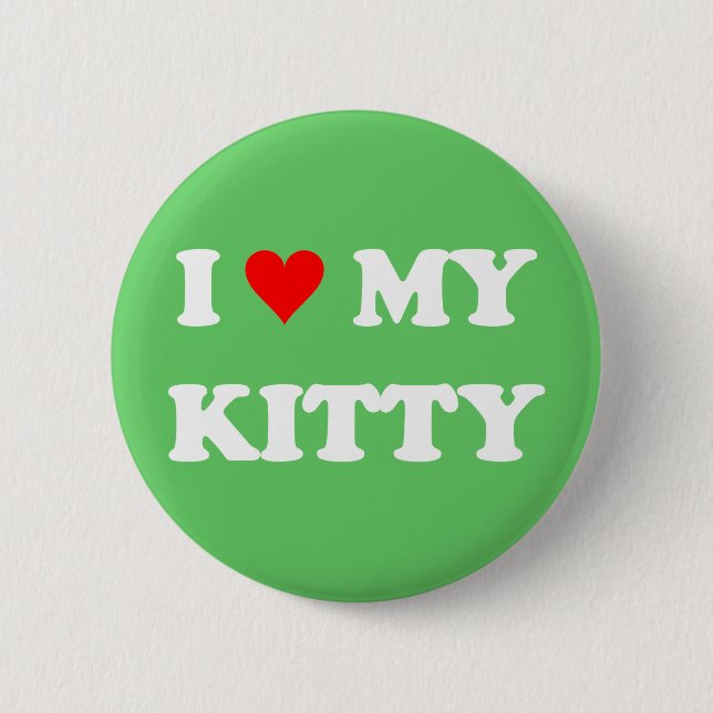 Badge Rond 5 Cm J'aime mon chaton (Devant)