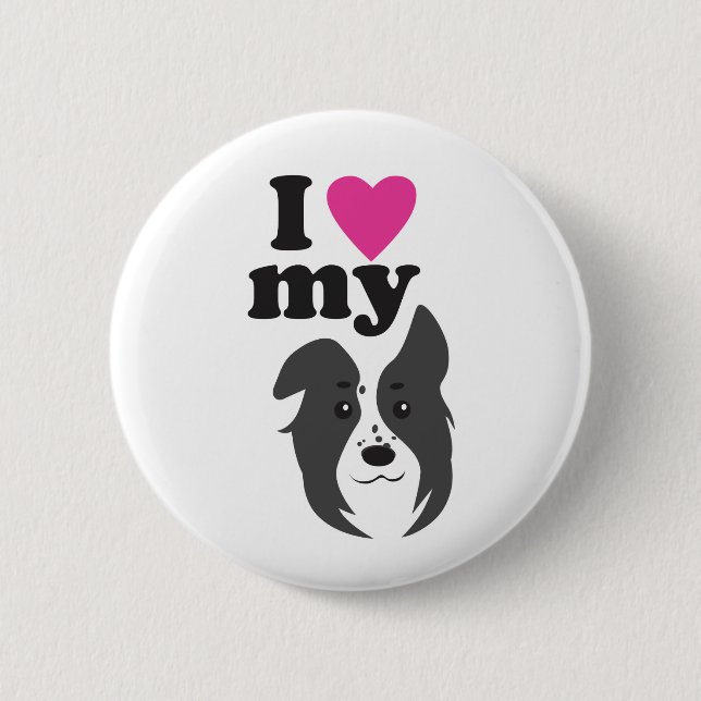Badge Rond 5 Cm J'Aime Mon Chien ! (Devant)