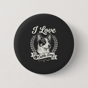 Badge Rond 5 Cm J'aime mon chien de troupeau amateur de chien vint