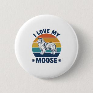 Badge Rond 5 Cm J'aime mon chien orignal dessin de gravure rétro_1