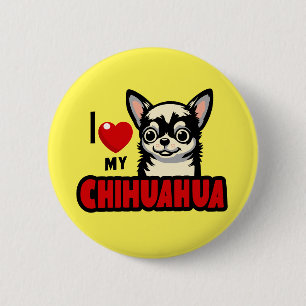 Badge Rond 5 Cm J'Aime Mon Chihuahua
