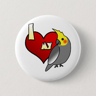 Badge Rond 5 Cm J'aime mon Cockatiel