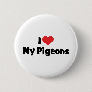 Badge Rond 5 Cm J'aime mon cœur mes pigeons - Amoureux des oiseaux