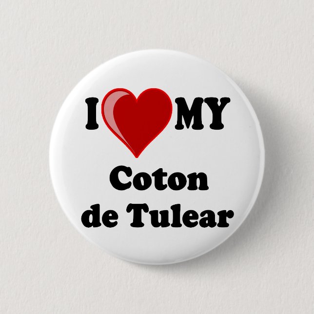 Badge Rond 5 Cm J'aime mon coton De Tulear Dog (Devant)