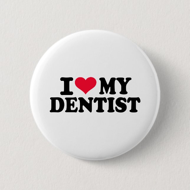 Badge Rond 5 Cm J'aime mon dentiste (Devant)