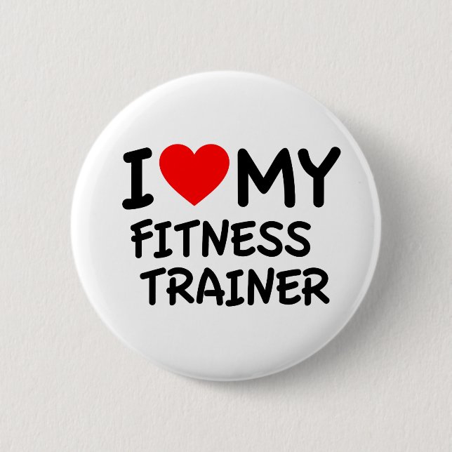 Badge Rond 5 Cm J'aime mon entraîneur de fitness (Devant)