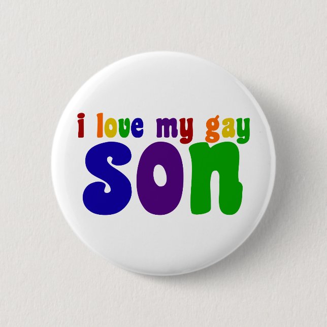 Badge Rond 5 Cm J'Aime Mon Fils Gay Retro Rainbow Maman (Devant)