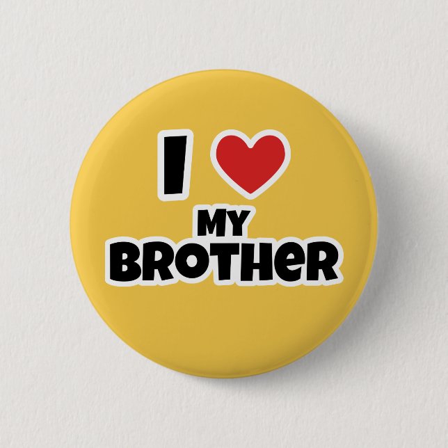 Badge Rond 5 Cm J'aime mon frère (Devant)