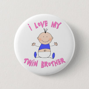 Badge Rond 5 Cm J'Aime Mon Frère Twin