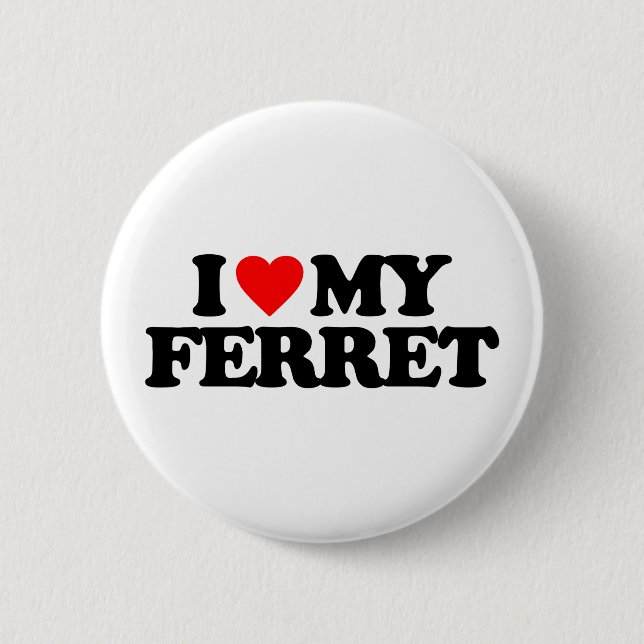 BADGE ROND 5 CM J'AIME MON FURET (Devant)