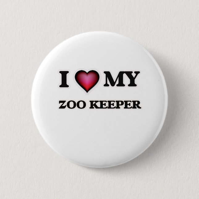 Badge Rond 5 Cm J'aime mon gardien de zoo (Devant)