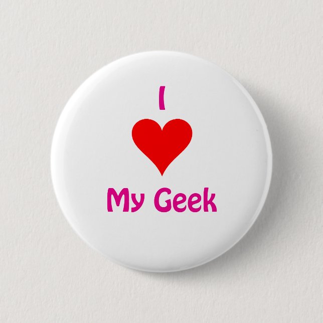 Badge Rond 5 Cm J'aime mon geek (Devant)