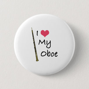 Badge Rond 5 Cm J'aime mon hautbois