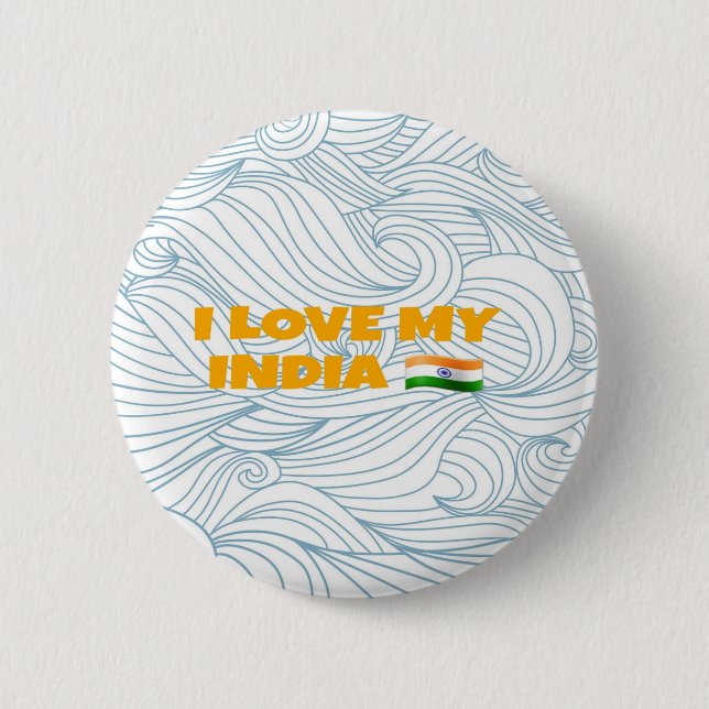 Badge Rond 5 Cm J'aime mon Inde (Devant)