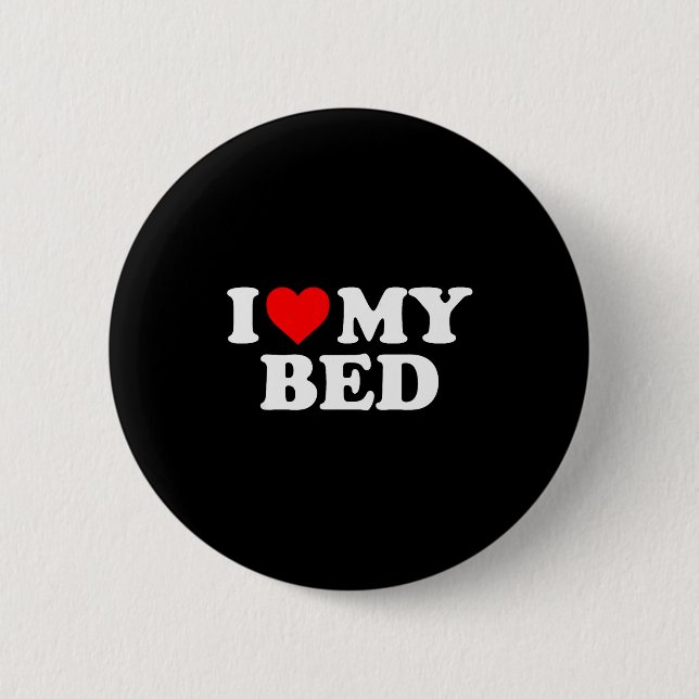 Badge Rond 5 Cm J'aime mon lit - Cœur Rouge  (Devant)