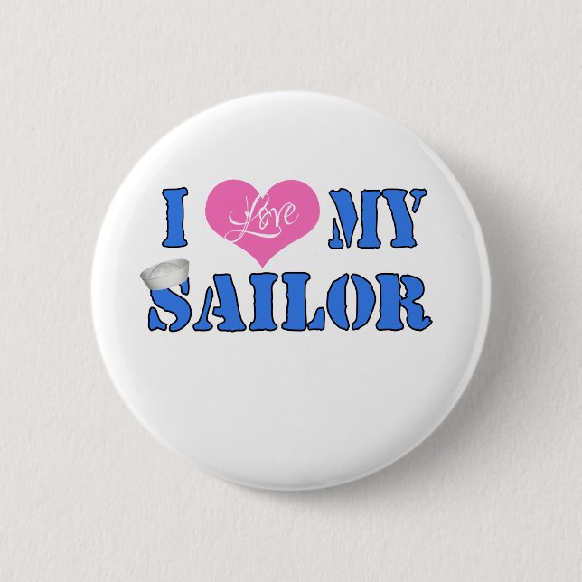 Badge Rond 5 Cm J'aime mon marin (Devant)