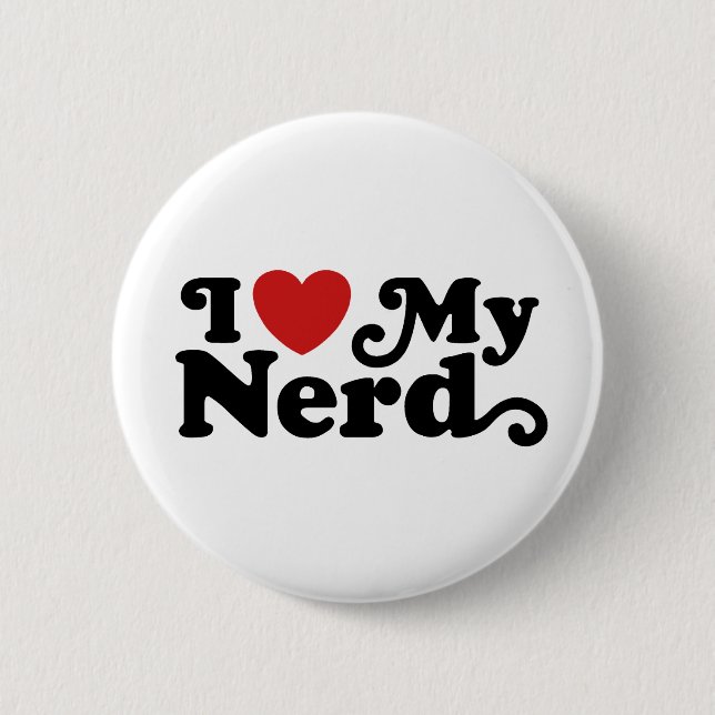 Badge Rond 5 Cm J'aime mon Nerd (Devant)