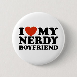 Badge Rond 5 Cm J'Aime Mon Nerdy Boyfriend