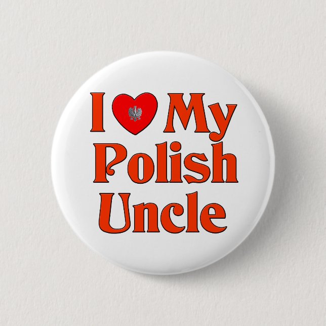 Badge Rond 5 Cm J'aime mon oncle polonais (Devant)