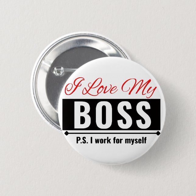 Badge Rond 5 Cm J'Aime Mon Patron (Devant & derrière)