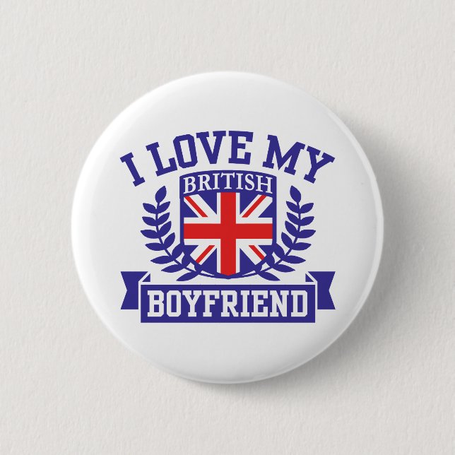 Badge Rond 5 Cm J'aime mon petit ami britannique (Devant)
