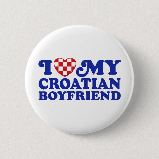 Badge Rond 5 Cm J'aime mon petit ami croate (Devant)