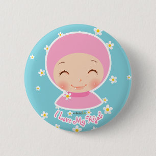 Badge Rond 5 Cm J'aime mon Pin de Hijab