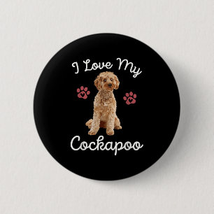 Badge Rond 5 Cm J'aime mon poo chien maman Drôle Citation amusante