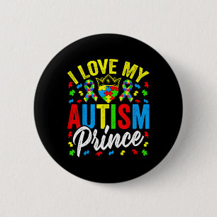 Badge Rond 5 Cm J'aime mon prince autiste - Soutenir l'autisme aut
