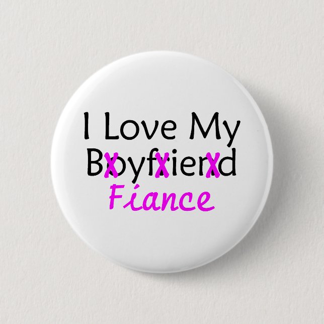 Badge Rond 5 Cm J'aime mon rose de fiancé d'ami (Devant)