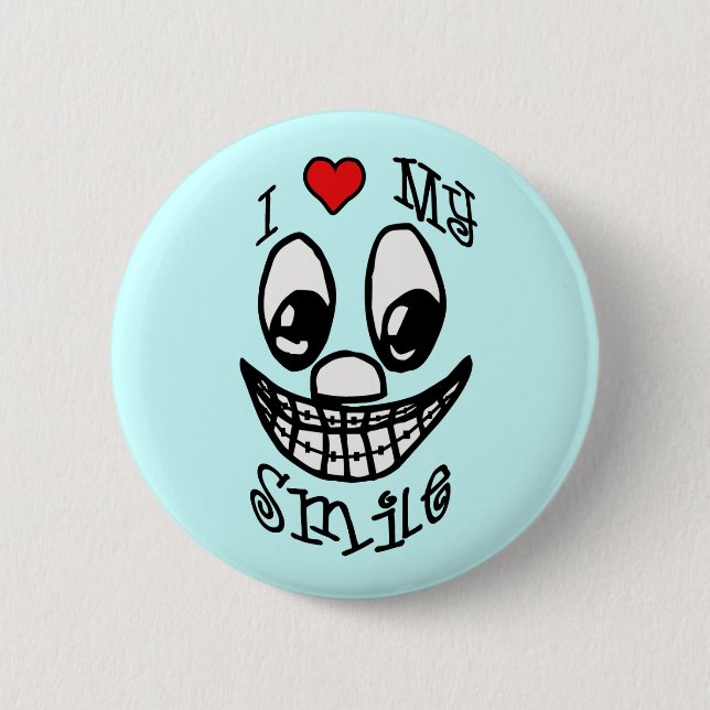 Badge Rond 5 Cm J'Aime Mon Sourire (Devant)