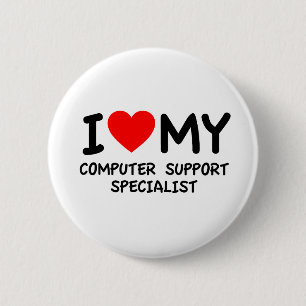 Badge Rond 5 Cm J'aime mon spécialiste du support informatique