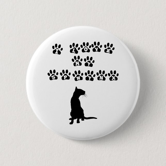 Badge Rond 5 Cm J'aime mon Sphynx--Texte noir (Devant)