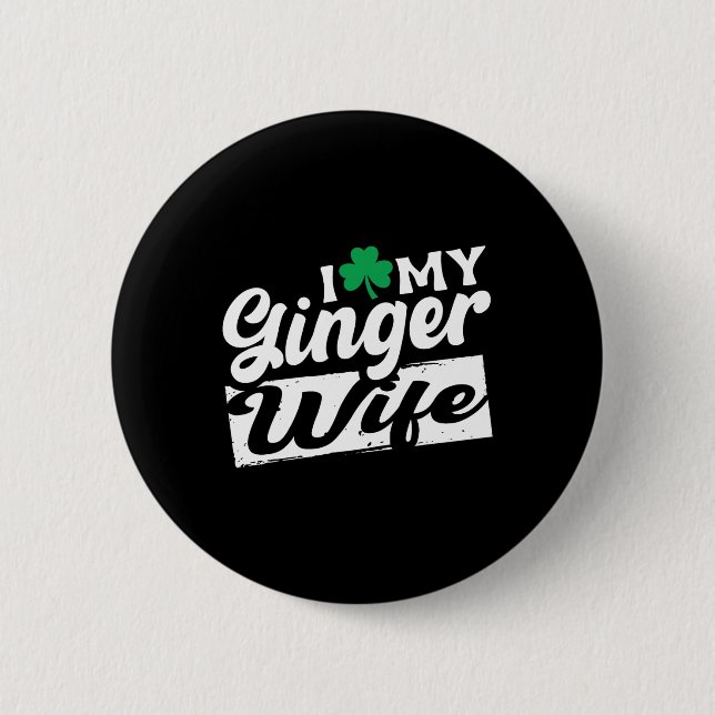 Badge Rond 5 Cm J'Aime Mon St patrick Shamrock À Tête Rouge Femme  (Devant)